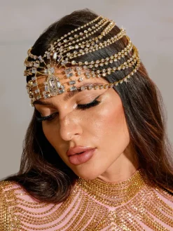 Headwear*Mew Mews Fashion Buber Multi Layered Crystal Headband