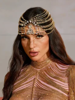 Headwear*Mew Mews Fashion Buber Multi Layered Crystal Headband