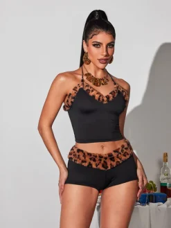 Sets & Co-ords*Mew Mews Fashion Buddie Halterneck Leopard Pants Set