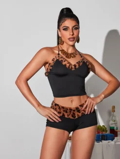 Sets & Co-ords*Mew Mews Fashion Buddie Halterneck Leopard Pants Set