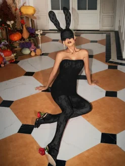 Masks*Mew Mews Fashion Burton Hollow Lace Bunny Ear