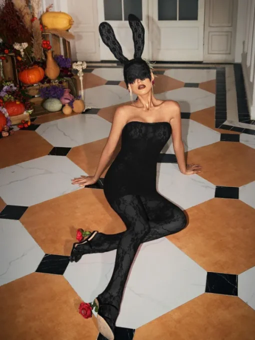 Masks*Mew Mews Fashion Burton Hollow Lace Bunny Ear