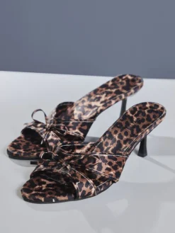 Shoes*Mew Mews Fashion Cabau Bow Leopard Sandals