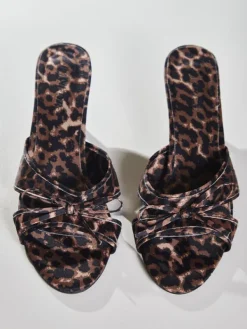 Shoes*Mew Mews Fashion Cabau Bow Leopard Sandals