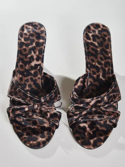 Shoes*Mew Mews Fashion Cabau Bow Leopard Sandals