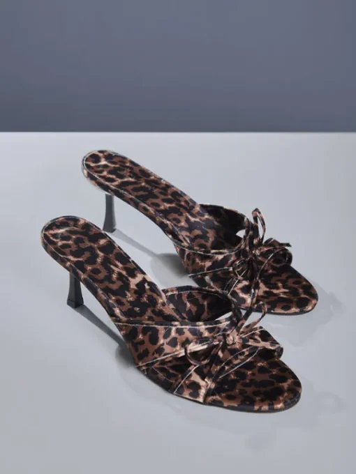 Shoes*Mew Mews Fashion Cabau Bow Leopard Sandals