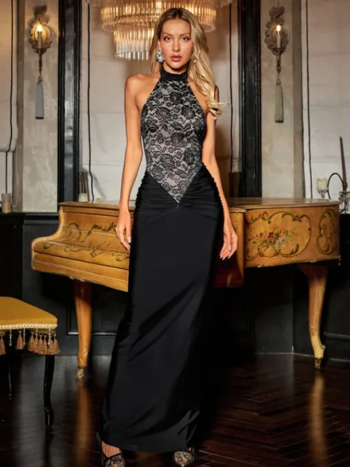 Dresses | Maxi Dresses*Mew Mews Fashion Cadao Backless Floral Lace Maxi Dress