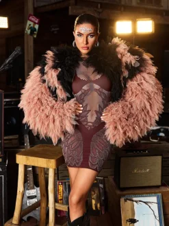 Coats & Jackets*Jiu Bajia O/S Caelzor Ruched Tulle Shrug