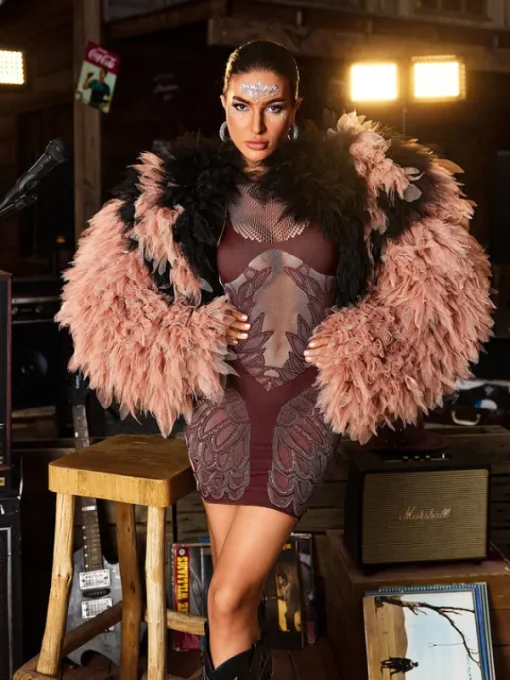 Coats & Jackets*Jiu Bajia O/S Caelzor Ruched Tulle Shrug