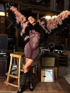 Coats & Jackets*Jiu Bajia O/S Caelzor Ruched Tulle Shrug