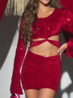 Dresses*Mew Mews Fashion Calea Cutout Twisted Sequin Dress