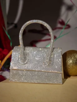Bags*Mew Mews Fashion Caleo Crystal Clutch In Silver