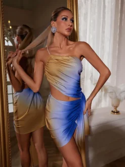 Dresses*Mew Mews Fashion Calloway One Shoulder Draped Mini Dress
