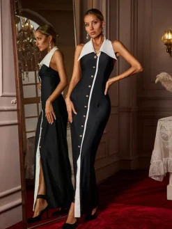 Dresses | Maxi Dresses*Mew Mews Fashion Cambrie Folded Collar Button Maxi Dress