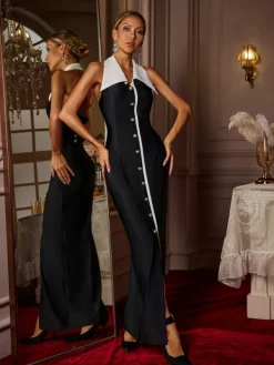 Dresses | Maxi Dresses*Mew Mews Fashion Cambrie Folded Collar Button Maxi Dress