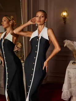 Dresses | Maxi Dresses*Mew Mews Fashion Cambrie Folded Collar Button Maxi Dress