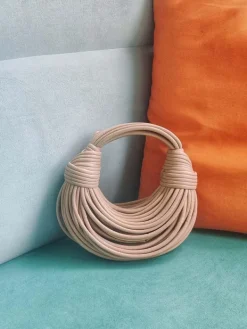 Bags*Mew Mews Fashion Camila Double Knot Tote Bag In Apricot