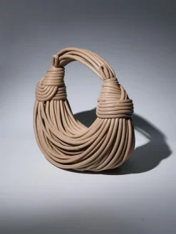 Bags*Mew Mews Fashion Camila Double Knot Tote Bag In Apricot