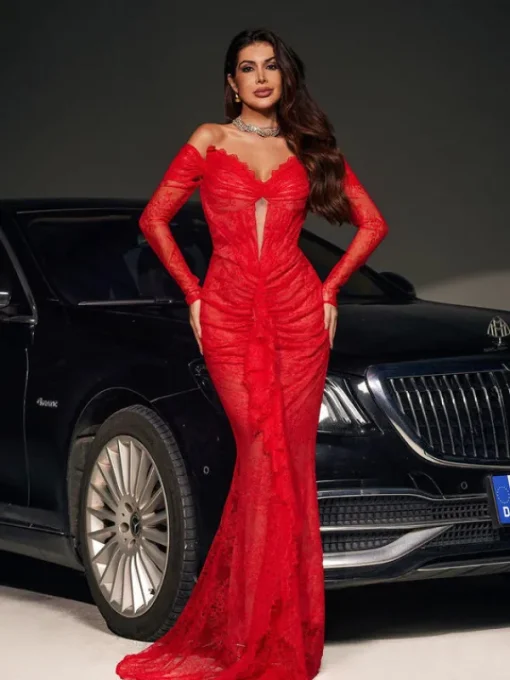 Embellishment | Dresses*Lu Yili Capella Off Shoulder Lace Mermaid Maxi Dress