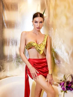 Skirts | Armor Tops*Mew Mews Fashion Capri Ruched Draped Satin Skirt