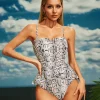 One Piece | Swimwear*Mew Mews Fashion Carlen Snake Printed One Piece Swimsuit