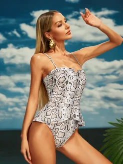 One Piece | Swimwear*Mew Mews Fashion Carlen Snake Printed One Piece Swimsuit