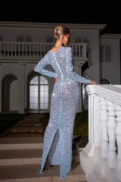 Embellishment | Dresses*Embellishment Casey Long Sleeve Rhinestone Mesh Maxi Dress