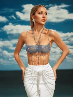 Beaded Wear | Tops*Mew Mews Fashion O/S Caspera Fringe Beaded Bralette