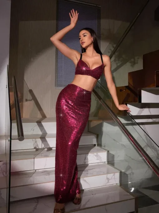 Sets & Co-ords*Mew Mews Fashion Cassiel Sequin Split Skirt Set