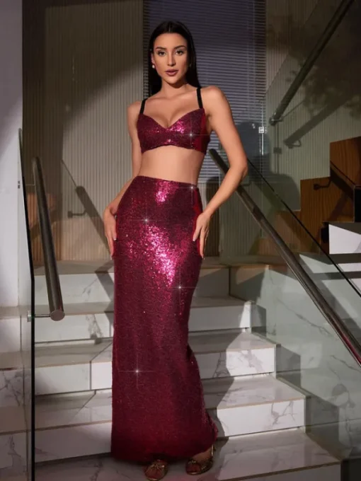 Sets & Co-ords*Mew Mews Fashion Cassiel Sequin Split Skirt Set