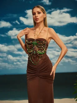 Beaded Wear | Tops*Mew Mews Fashion O/S Castro Gemstone Beaded Bralette