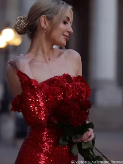 Embellishment | Dresses*Lu Yili Catherynne Off Shoulder Flower Sequin Maxi Dress