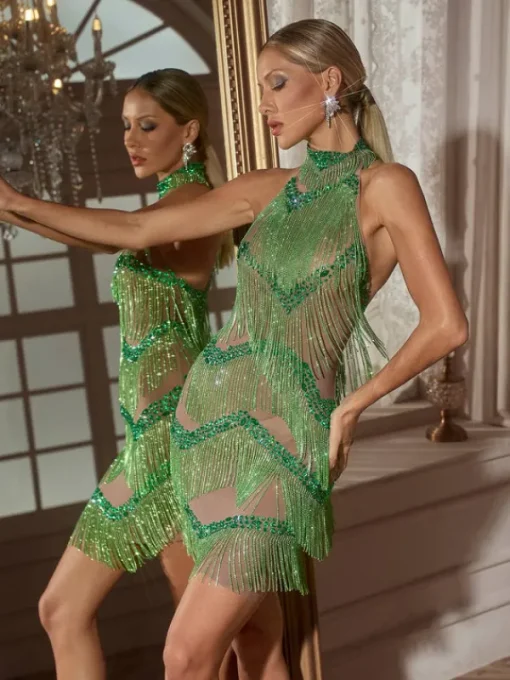 Embellishment | Dresses*Embellishment Cathie Rhinestone Fringe Mini Dress