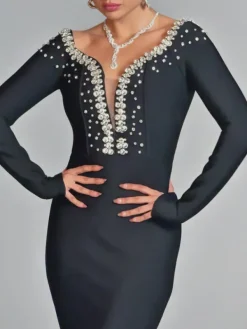 Dresses | Maxi Dresses*Bandage Cayla V Neck Rhinestone Maxi Dress