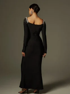 Dresses | Maxi Dresses*Bandage Cayla V Neck Rhinestone Maxi Dress