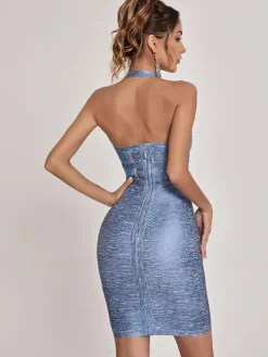 Dresses | Midi Dresses*Bandage Charlie Halterneck Dress In Blue