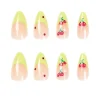Press On Nails*Mew Mews Fashion Cherry French Green Edge Press On Nails