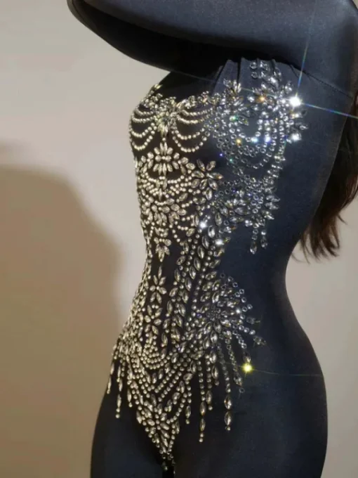 Jumpsuits & Romper*Jiu Bajia O/S Chesten Long Sleeve Rhinestone Embellished Jumpsuit