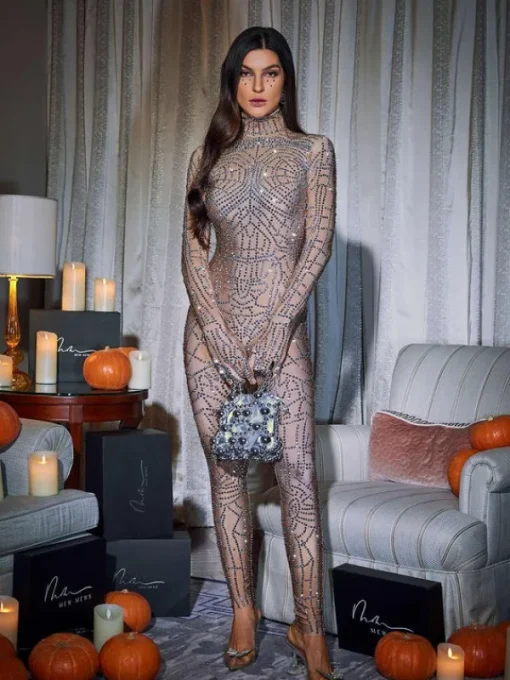 Embellishment*Embellishment Chimera Cobweb Rhinestone Jumpsuit