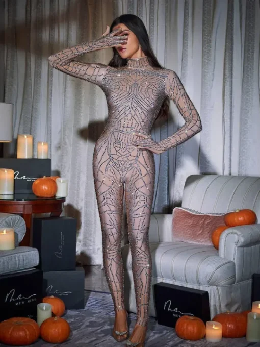 Embellishment*Embellishment Chimera Cobweb Rhinestone Jumpsuit