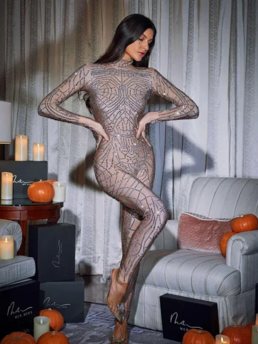 Embellishment*Embellishment Chimera Cobweb Rhinestone Jumpsuit