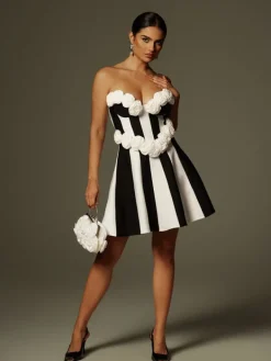 Dresses | Mini Dresses*Bandage Chiyeko Strapless Flower Stripe Mini Dress