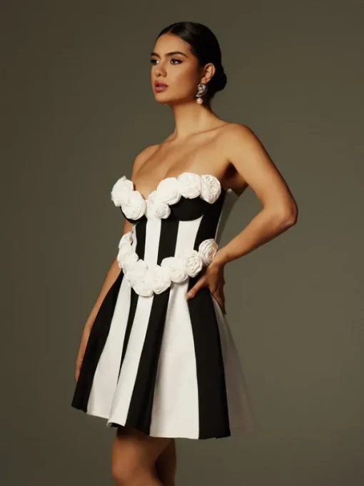 Dresses | Mini Dresses*Bandage Chiyeko Strapless Flower Stripe Mini Dress