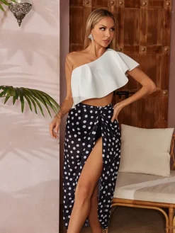 Bikini Sets*Mew Mews Fashion Citrine Ruffle Printed Bikini Three Piece Set