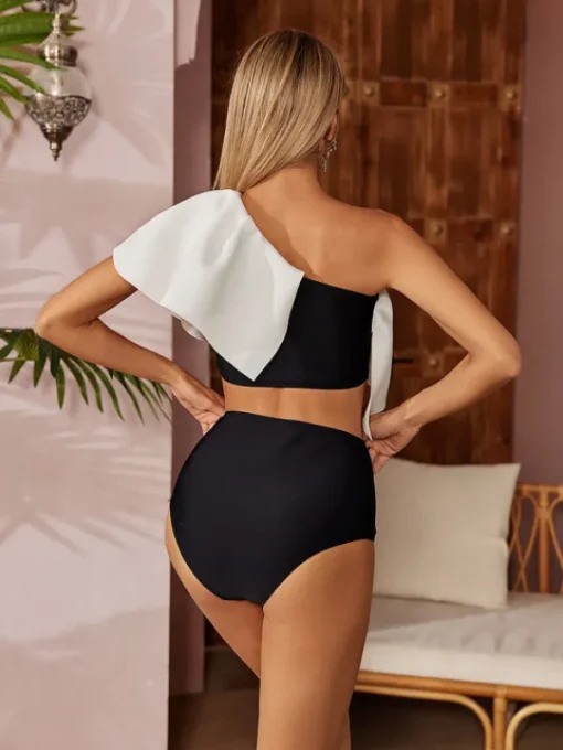 Bikini Sets*Mew Mews Fashion Citrine Ruffle Printed Bikini Three Piece Set