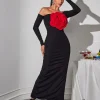 Dresses | Maxi Dresses*Mew Mews Fashion Claus Off Shoulder Red Flower Maxi Dress