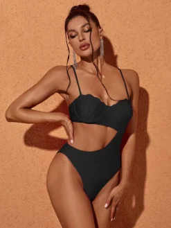 One Piece | Swimwear*Mew Mews Fashion Codi Cutout One Piece Swimsuit In Black
