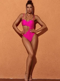 One Piece | Swimwear*Mew Mews Fashion Codi Cutout One Piece Swimsuit In Hot Pink