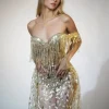 Dresses | Maxi Dresses*Jiu Bajia O/S Codruta Strapless Leafy Fringe Maxi Dress