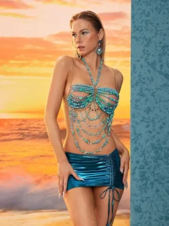 Beaded Wear | Tops*Mew Mews Fashion O/S Conrad Gemstone Beaded Bralette